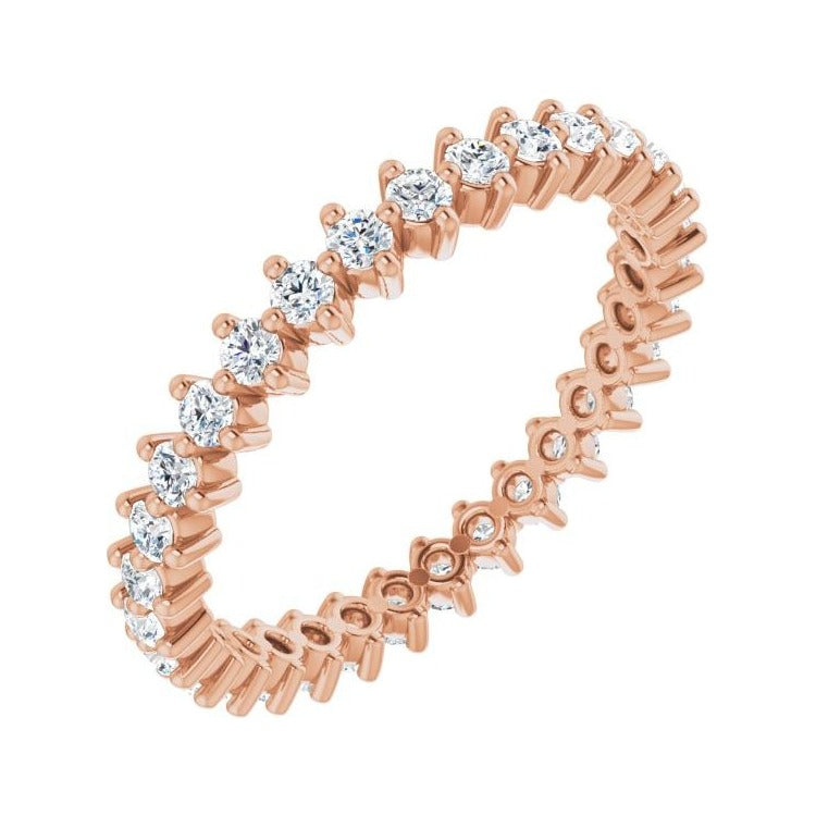 Sapphire Row Natural Diamond Petite Round Eternity Band - 14K Rose Gold, 1.7 mm