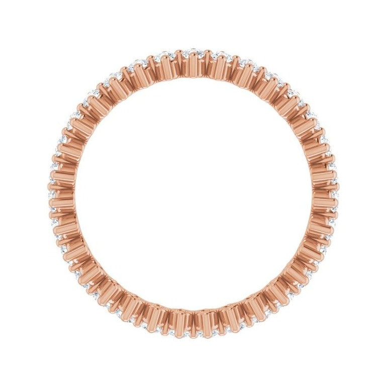 Sapphire Row Natural Diamond Petite Round Eternity Band - 14K Rose Gold, 1.7 mm (view 2)
