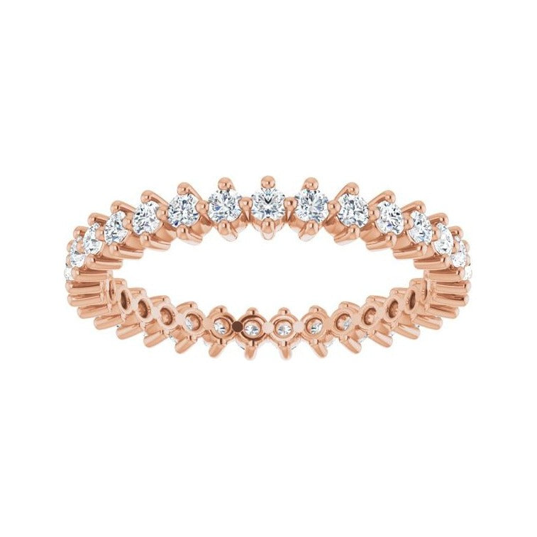 Sapphire Row Natural Diamond Petite Round Eternity Band - 14K Rose Gold, 1.7 mm (view 3)