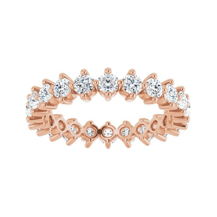 Sapphire Row Natural Diamond Petite Round Eternity Band - 14K Rose Gold, 2.5 mm (view 3)