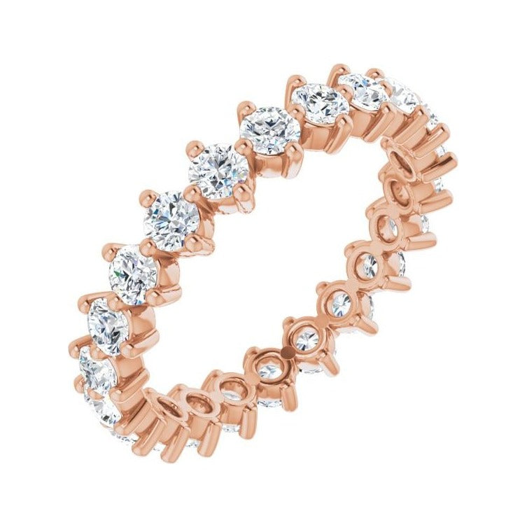 Sapphire Row Natural Diamond Petite Round Eternity Band - 14K Rose Gold, 2.8 mm