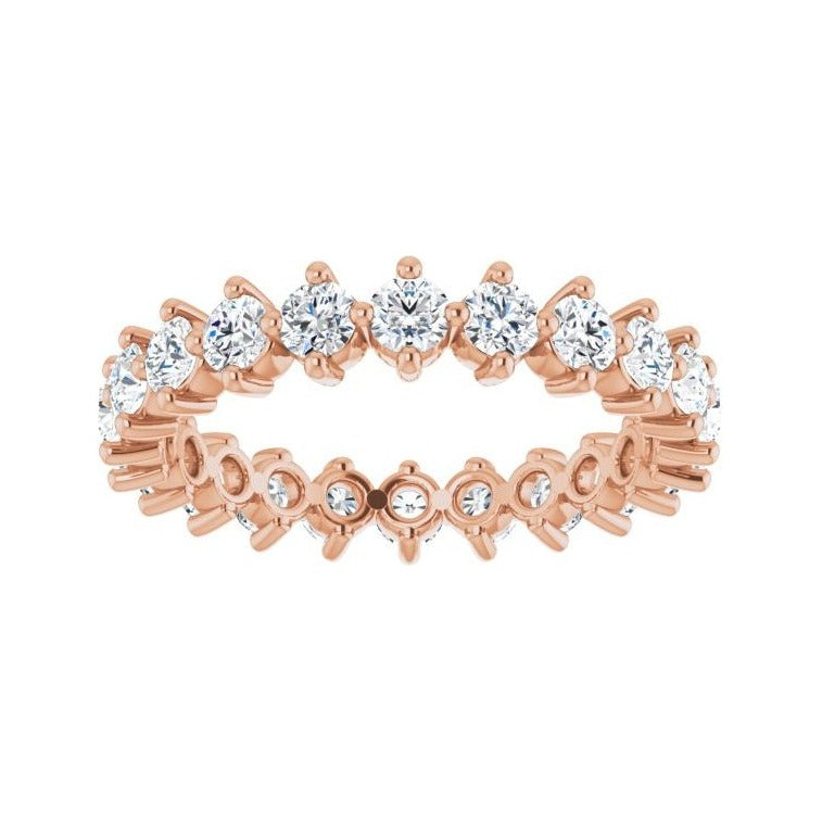 Sapphire Row Natural Diamond Petite Round Eternity Band - 14K Rose Gold, 2.8 mm (view 3)