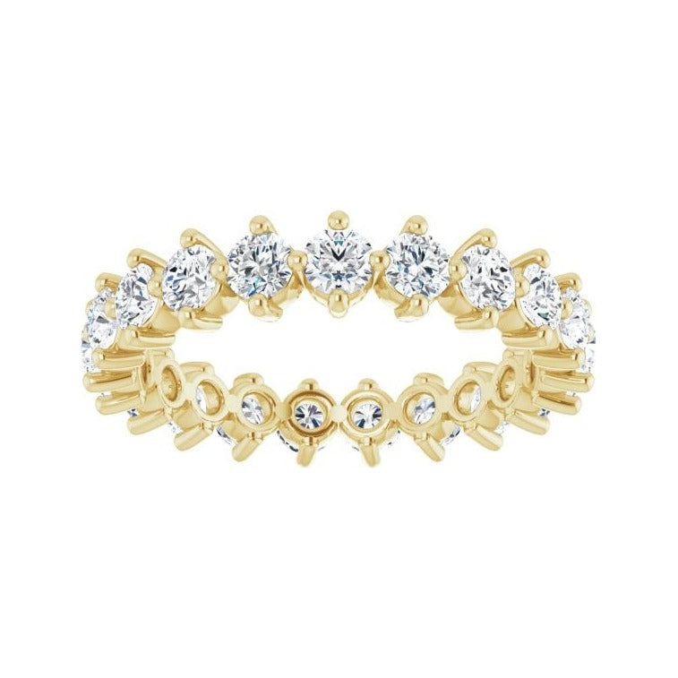 Sapphire Row Natural Diamond Petite Round Eternity Band - 14K Yellow Gold, 3 mm (view 3)
