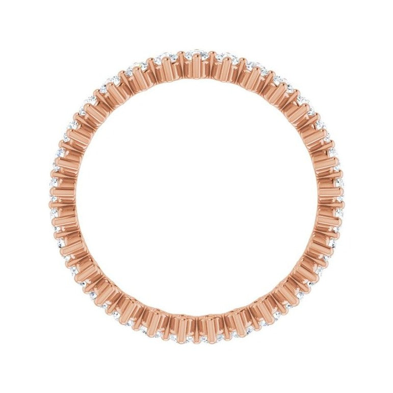 Sapphire Row Natural Diamond Petite Round Eternity Band - 14K Rose Gold, 2 mm (view 2)