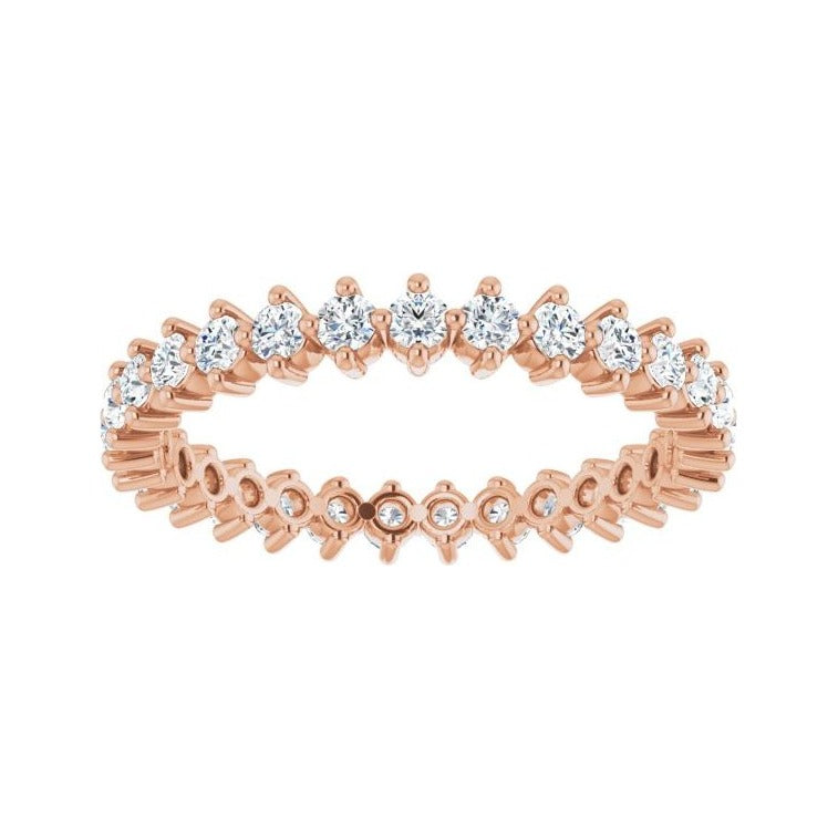 Sapphire Row Natural Diamond Petite Round Eternity Band - 14K Rose Gold, 2 mm (view 3)