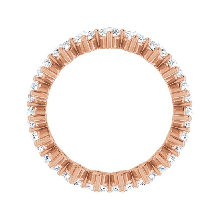 Sapphire Row Natural Diamond Petite Round Eternity Band - 14K Rose Gold, 3 mm (view 2)