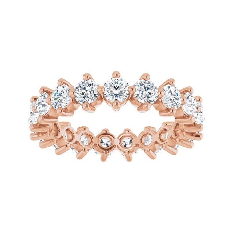 Sapphire Row Natural Diamond Petite Round Eternity Band - 14K Rose Gold, 3 mm (view 3)