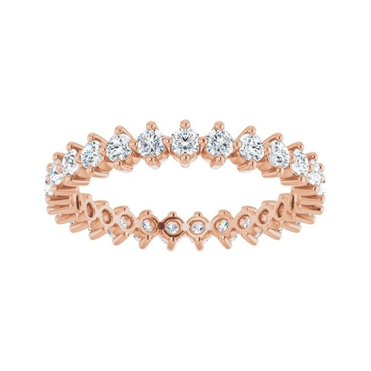 Sapphire Row Natural Diamond Petite Round Eternity Band - 14K Rose Gold, 2.25 mm (view 3)