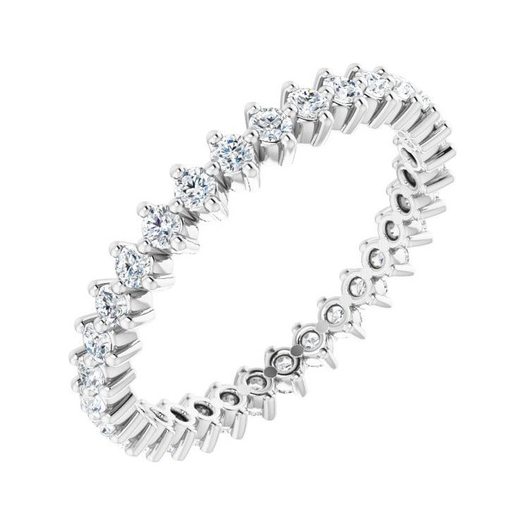 Sapphire Row Natural Diamond Petite Round Eternity Band - 14K White Gold, 1.7 mm
