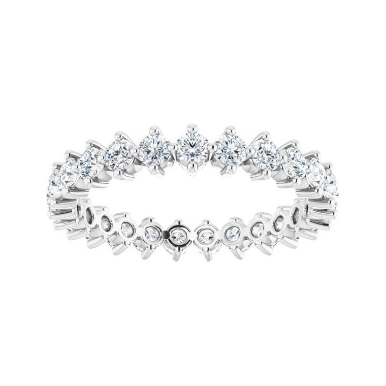 Sapphire Row Natural Diamond Petite Round Eternity Band - 14K White Gold, 2.5 mm (view 3)