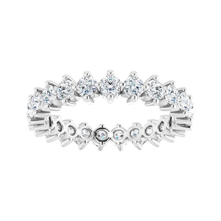 Sapphire Row Natural Diamond Petite Round Eternity Band - 14K White Gold, 2.25 mm (view 3)