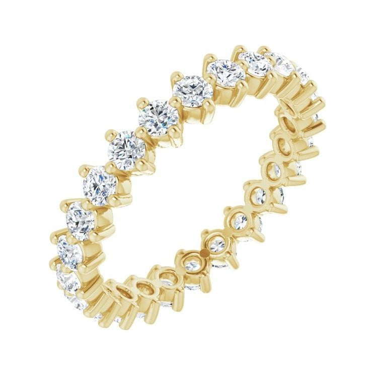 Sapphire Row Natural Diamond Petite Round Eternity Band - 14K Yellow Gold, 2.5 mm