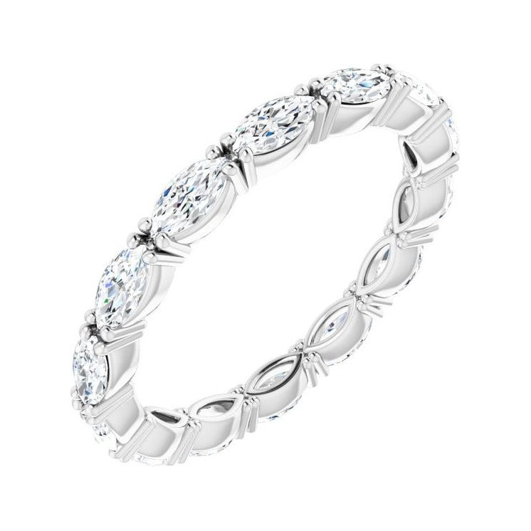 Sapphire Row Lab-Grown Diamond Petite Marquise Eternity Band - 14K White Gold, 4 × 2 mm, 4.5