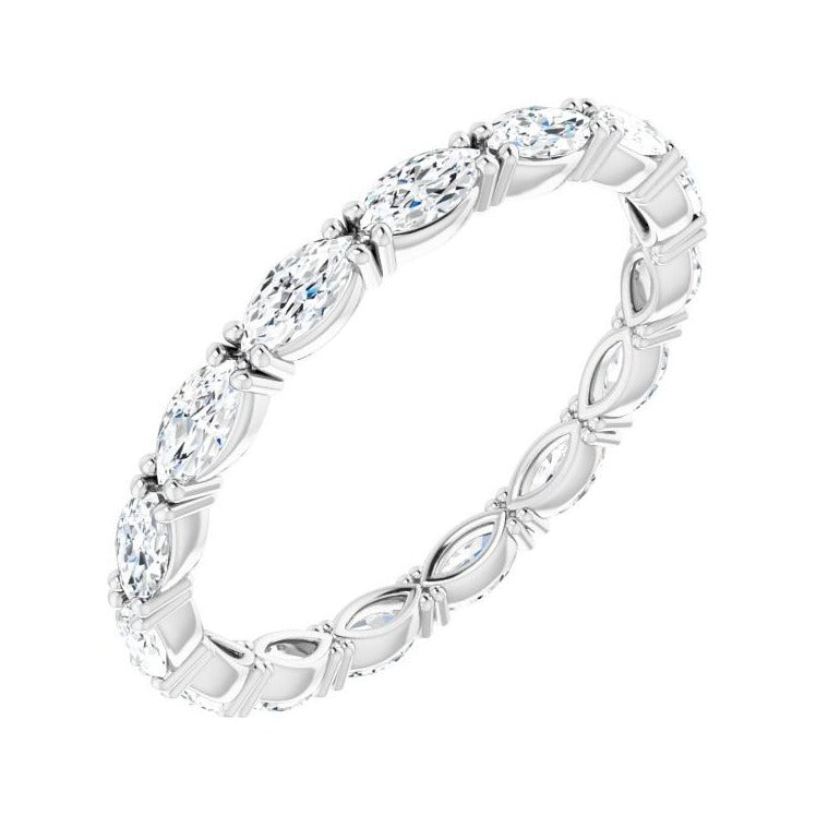 Sapphire Row Lab-Grown Diamond Petite Marquise Eternity Band - 14K White Gold, 4 × 2 mm, 6.5
