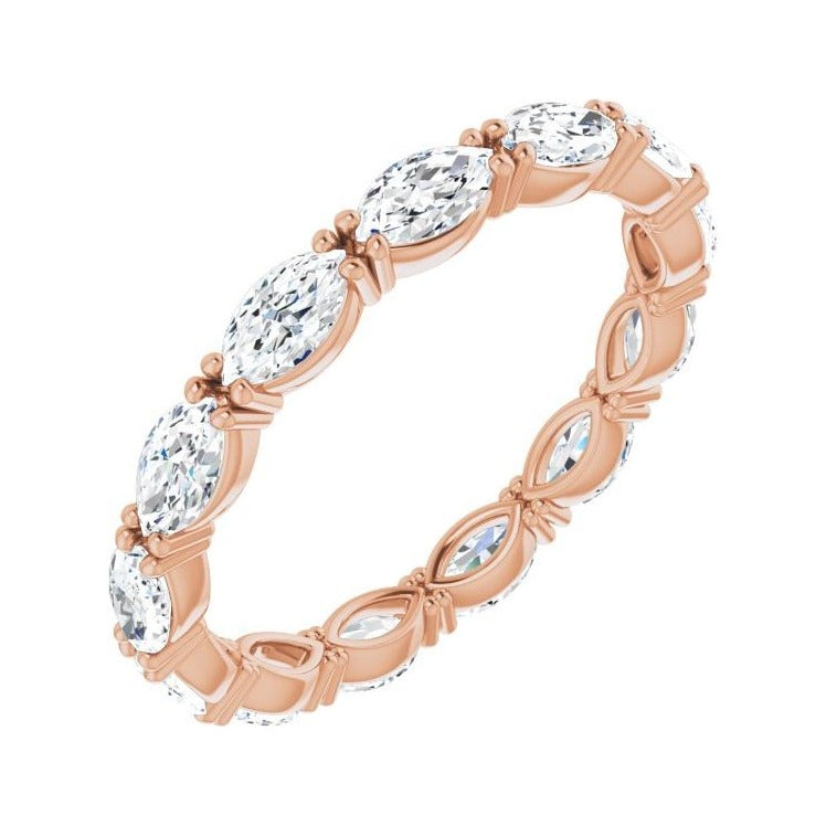 Sapphire Row Lab-Grown Diamond Petite Marquise Eternity Band - 14K Rose Gold, 4.5 × 2.5 mm, 6