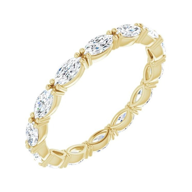 Sapphire Row Lab-Grown Diamond Petite Marquise Eternity Band - 14K Yellow Gold, 4 × 2 mm, 5.5
