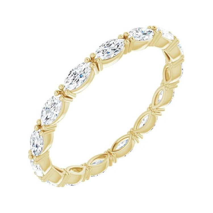 Sapphire Row Lab-Grown Diamond Petite Marquise Eternity Band - 14K Yellow Gold, 4 × 2 mm, 7.5
