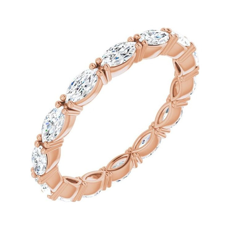 Sapphire Row Lab-Grown Diamond Petite Marquise Eternity Band - 14K Rose Gold, 4 × 2 mm, 4.5