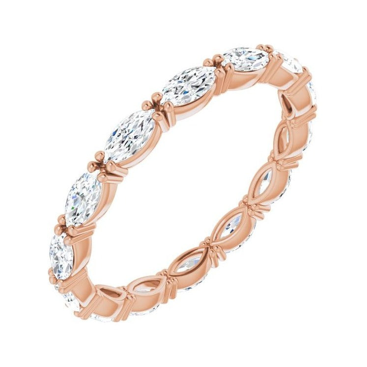 Sapphire Row Lab-Grown Diamond Petite Marquise Eternity Band - 14K Rose Gold, 4 × 2 mm, 5.5