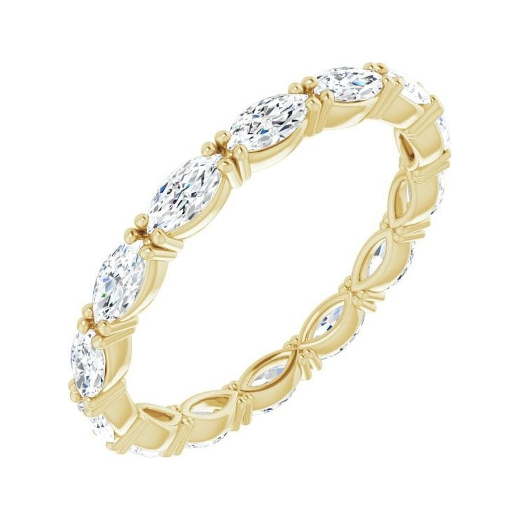Sapphire Row Lab-Grown Diamond Petite Marquise Eternity Band - 14K Yellow Gold, 4 × 2 mm, 5