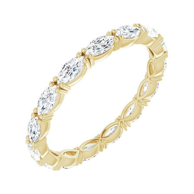 Sapphire Row Lab-Grown Diamond Petite Marquise Eternity Band - 14K Yellow Gold, 4 × 2 mm, 6