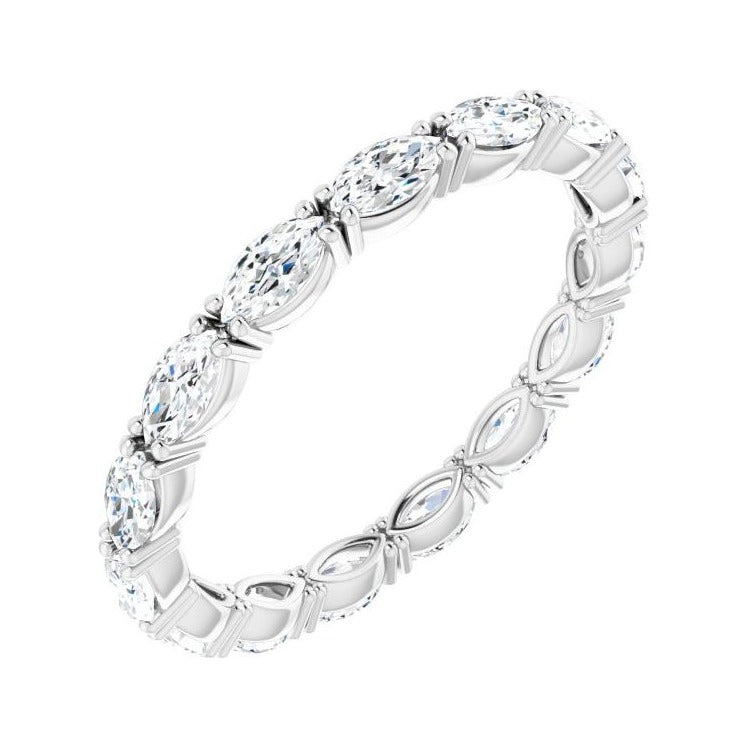 Sapphire Row Lab-Grown Diamond Petite Marquise Eternity Band - Platinum, 4.3 × 2.25 mm, 7.5