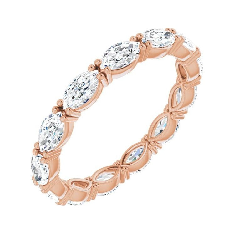 Sapphire Row Lab-Grown Diamond Petite Marquise Eternity Band - 14K Rose Gold, 4.5 × 2.5 mm, 5.5