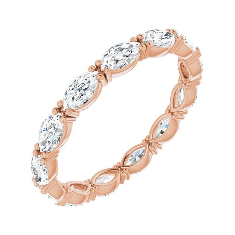 Sapphire Row Lab-Grown Diamond Petite Marquise Eternity Band - 14K Rose Gold, 4.5 × 2.5 mm, 6.5