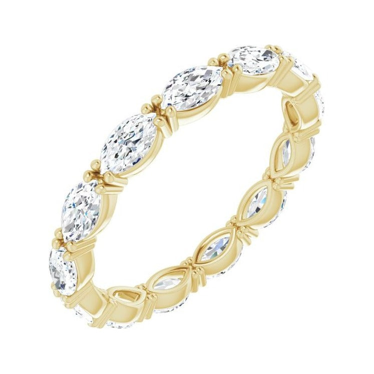 Sapphire Row Lab-Grown Diamond Petite Marquise Eternity Band - 14K Yellow Gold, 4.5 × 2.5 mm, 6