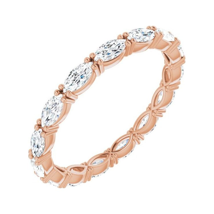 Sapphire Row Lab-Grown Diamond Petite Marquise Eternity Band - 14K Rose Gold, 4 × 2 mm, 6