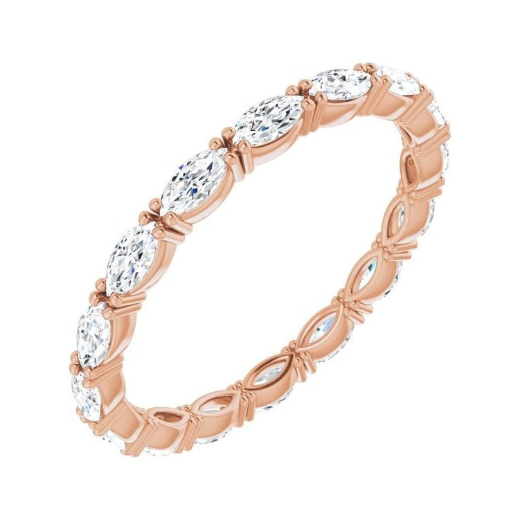Sapphire Row Lab-Grown Diamond Petite Marquise Eternity Band - 14K Rose Gold, 4 × 2 mm, 8