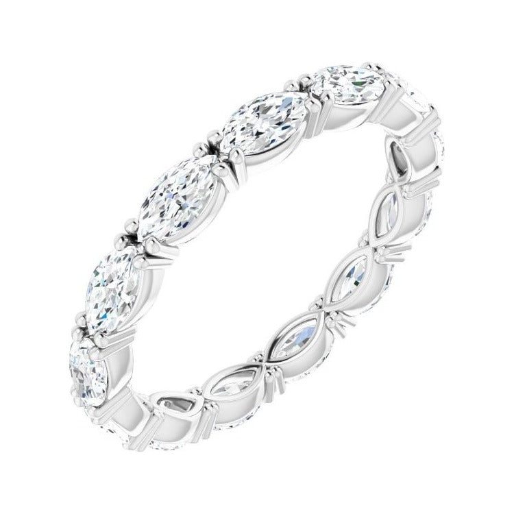 Sapphire Row Lab-Grown Diamond Petite Marquise Eternity Band - Platinum, 4.3 × 2.25 mm, 4