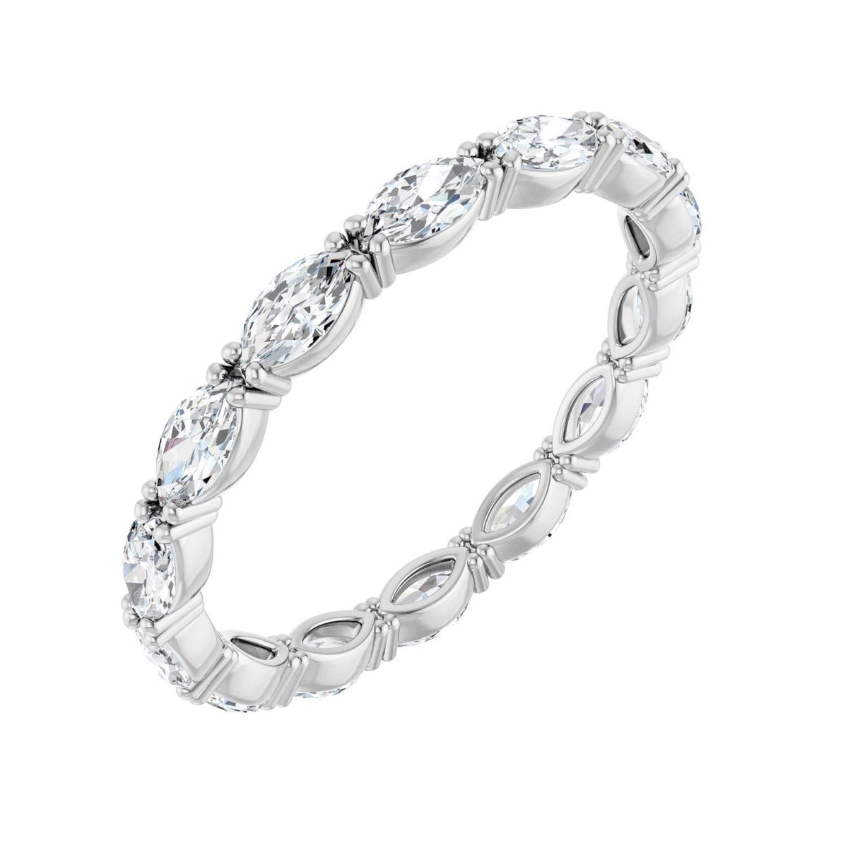 Sapphire Row Lab-Grown Diamond Petite Marquise Eternity Band - Platinum, 4.3 × 2.25 mm, 7