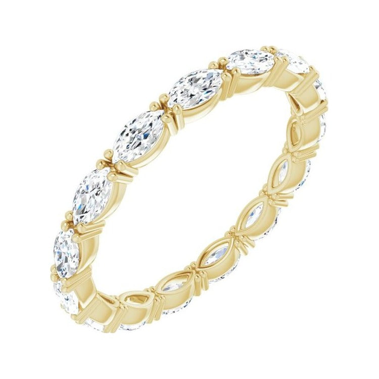 Sapphire Row Lab-Grown Diamond Petite Marquise Eternity Band - 14K Yellow Gold, 4.3 × 2.25 mm, 7.5