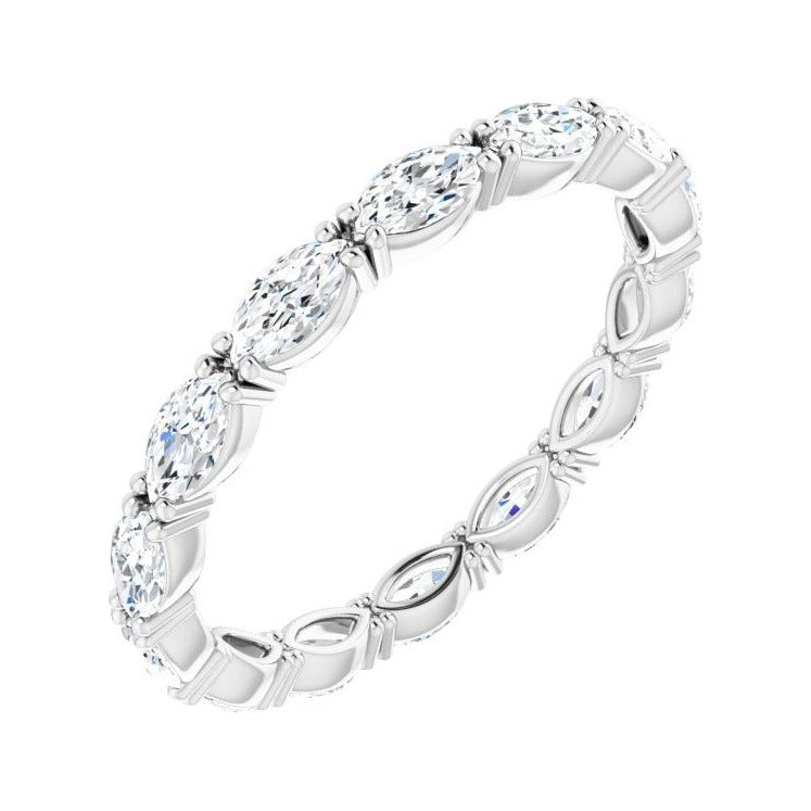 Sapphire Row Lab-Grown Diamond Petite Marquise Eternity Band - 14K White Gold, 4.3 × 2.25 mm, 6.5