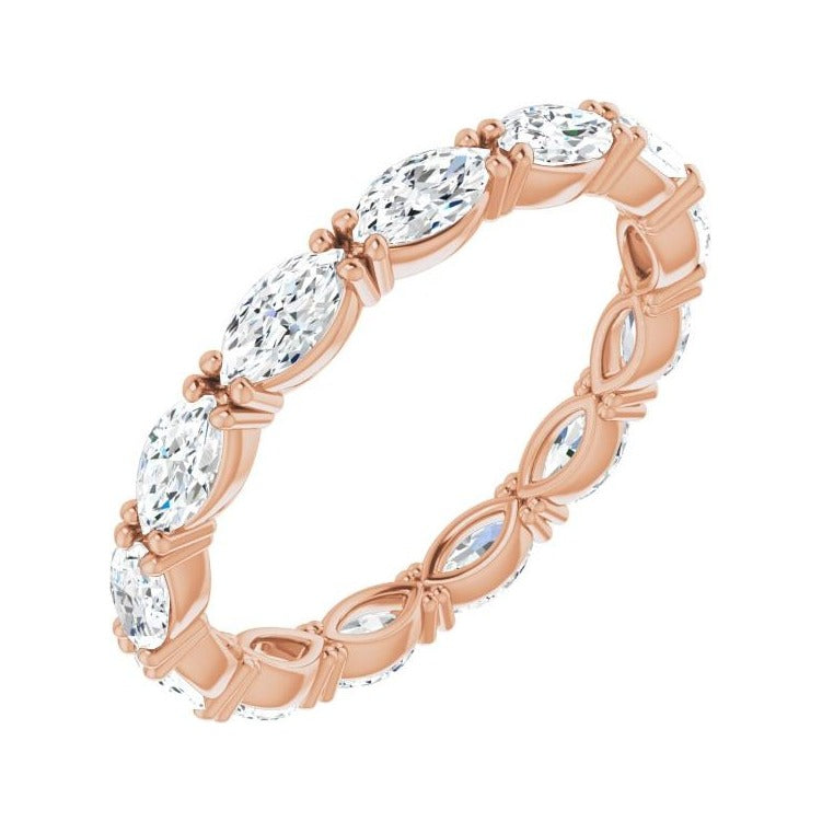 Sapphire Row Lab-Grown Diamond Petite Marquise Eternity Band - 14K Rose Gold, 4.3 × 2.25 mm, 4.5
