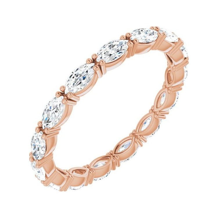 Sapphire Row Lab-Grown Diamond Petite Marquise Eternity Band - 14K Rose Gold, 4.3 × 2.25 mm, 7.5