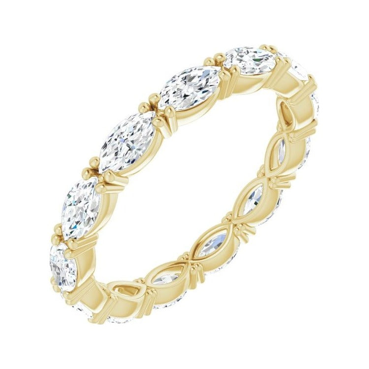 Sapphire Row Lab-Grown Diamond Petite Marquise Eternity Band - 14K Yellow Gold, 4.3 × 2.25 mm, 4