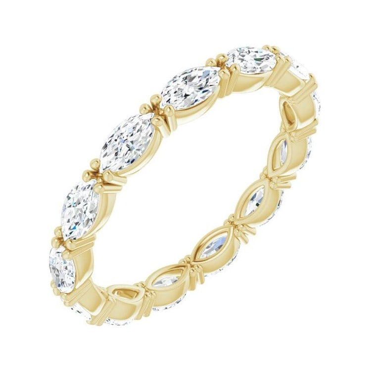 Sapphire Row Lab-Grown Diamond Petite Marquise Eternity Band - 14K Yellow Gold, 4.3 × 2.25 mm, 5