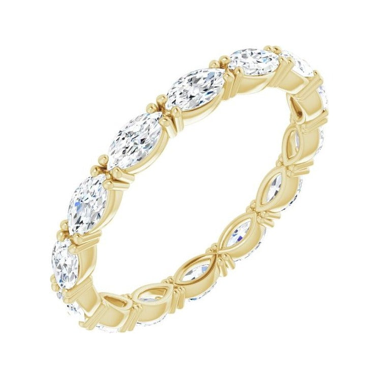 Sapphire Row Lab-Grown Diamond Petite Marquise Eternity Band - 14K Yellow Gold, 4.3 × 2.25 mm, 6