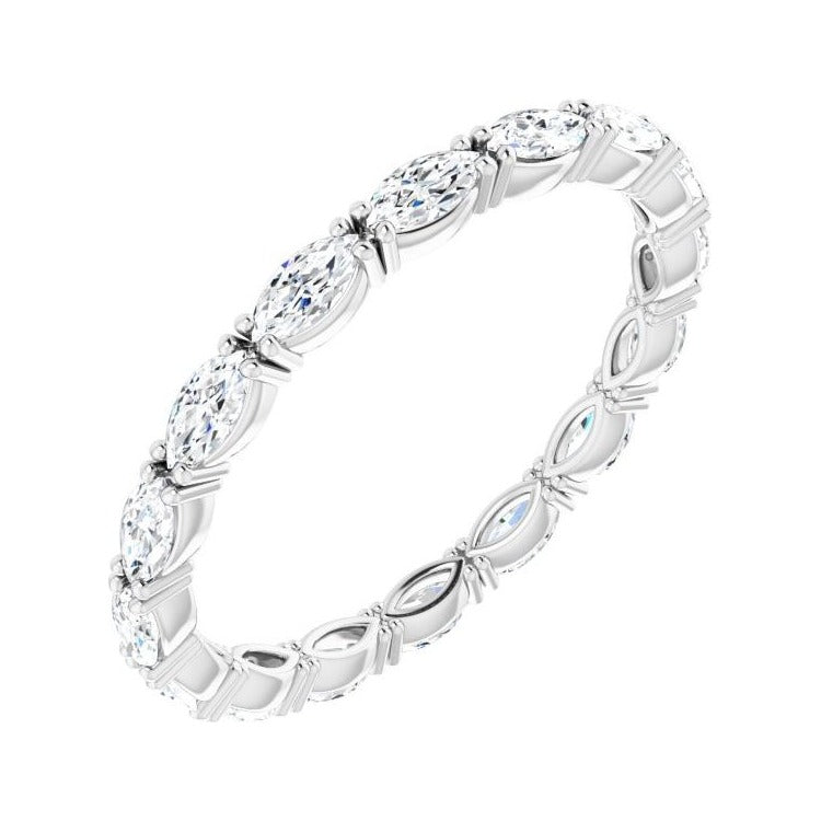 Sapphire Row Lab-Grown Diamond Petite Marquise Eternity Band - 14K White Gold, 4 × 2 mm, 8