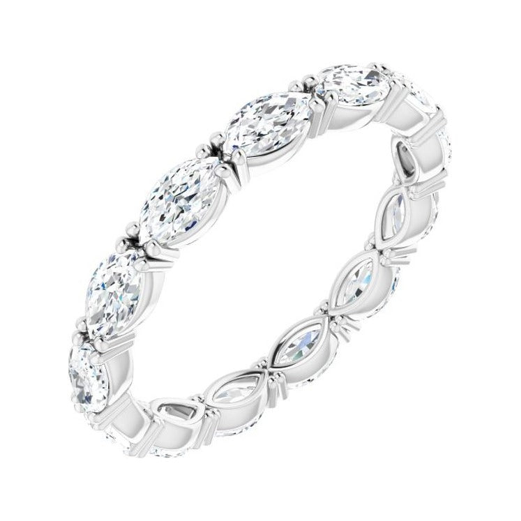 Sapphire Row Lab-Grown Diamond Petite Marquise Eternity Band - Platinum, 4.5 × 2.5 mm, 5.5
