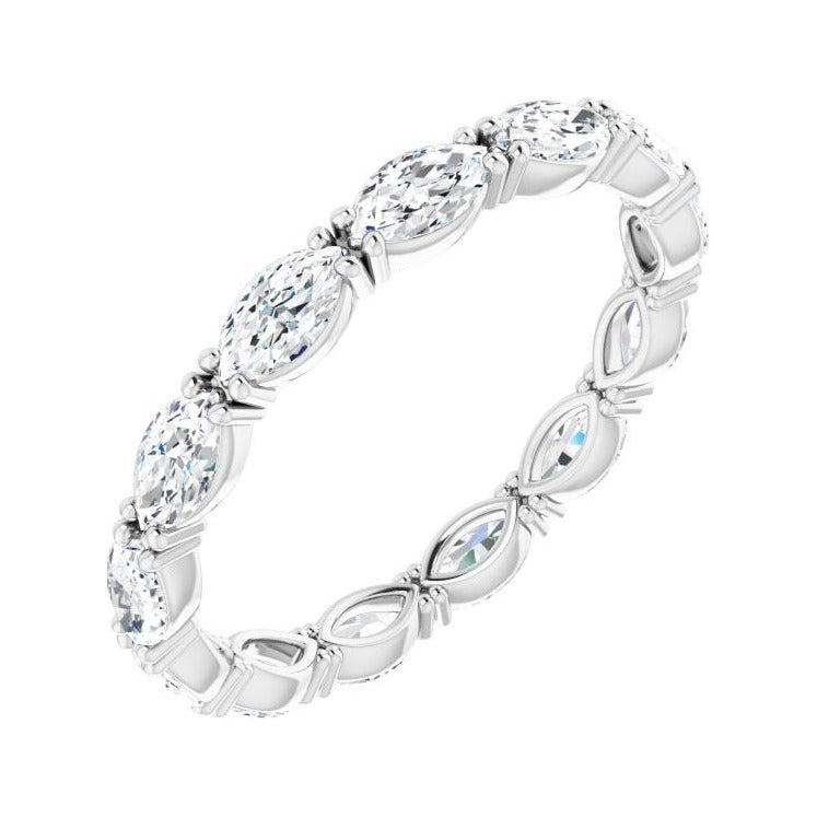 Sapphire Row Lab-Grown Diamond Petite Marquise Eternity Band - Platinum, 4.5 × 2.5 mm, 6.5