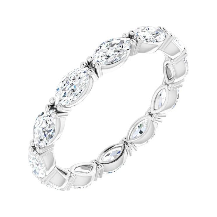 Sapphire Row Lab-Grown Diamond Petite Marquise Eternity Band - 14K White Gold, 4.5 × 2.5 mm, 5