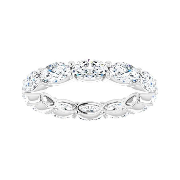 Sapphire Row Lab-Grown Diamond Petite Oval Eternity Band - 14K White Gold, 5 × 3 mm, 4.5 (view 3)