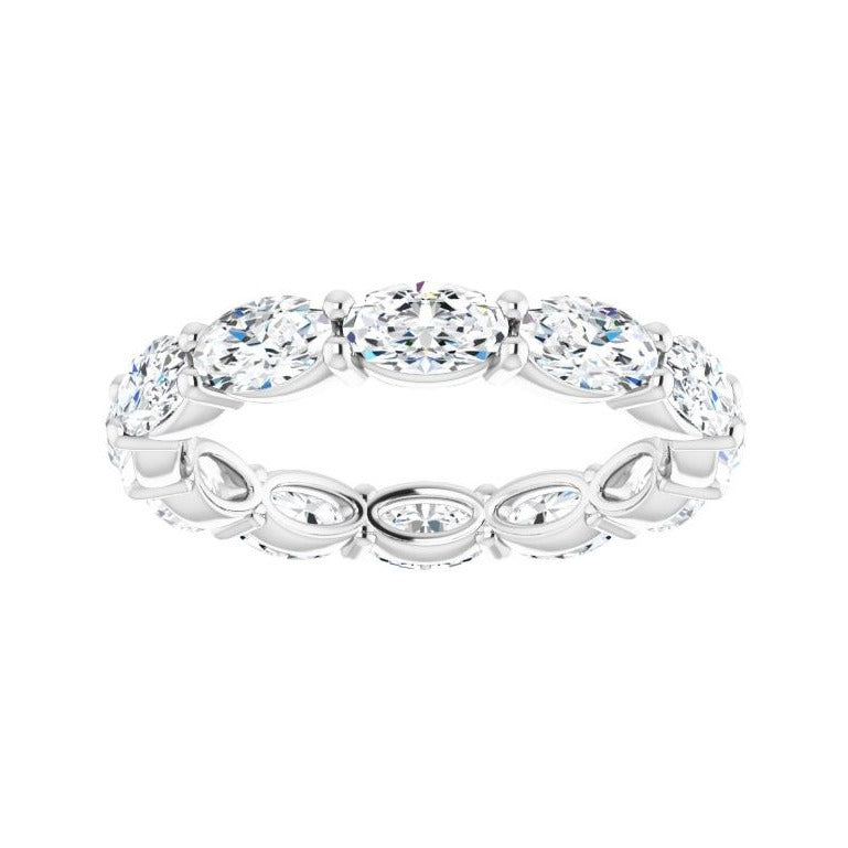 Sapphire Row Lab-Grown Diamond Petite Oval Eternity Band - 14K White Gold, 5 × 3 mm, 5.5 (view 3)