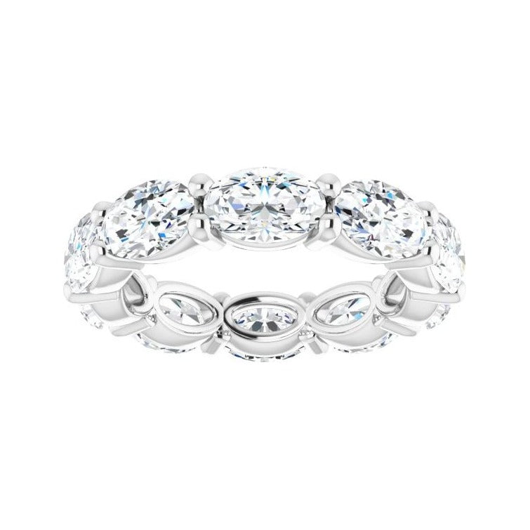 Sapphire Row Lab-Grown Diamond Petite Oval Eternity Band - 14K White Gold, 6 × 4 mm, 4.5 (view 3)