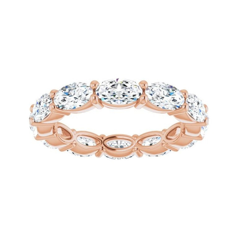 Sapphire Row Lab-Grown Diamond Petite Oval Eternity Band - 14K Rose Gold, 5 × 3 mm, 4.5 (view 3)