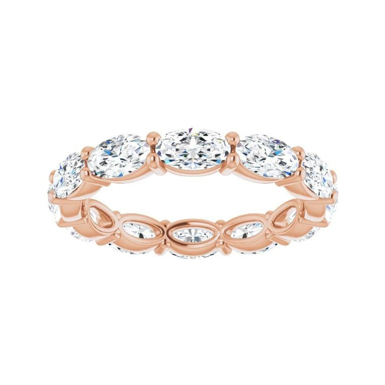 Sapphire Row Lab-Grown Diamond Petite Oval Eternity Band - 14K Rose Gold, 5 × 3 mm, 5.5 (view 3)