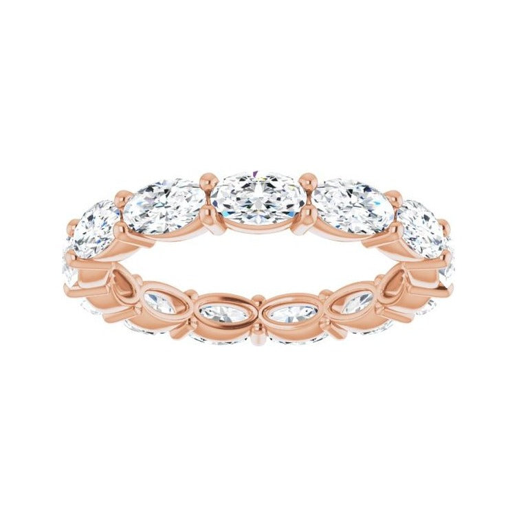 Sapphire Row Lab-Grown Diamond Petite Oval Eternity Band - 14K Rose Gold, 5 × 3 mm, 6.5 (view 3)